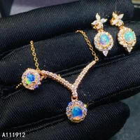 kjjeaxcmy fine jewelry natural opal 925 sterling silver women pendant necklace chain ring earrings set support test got engaged