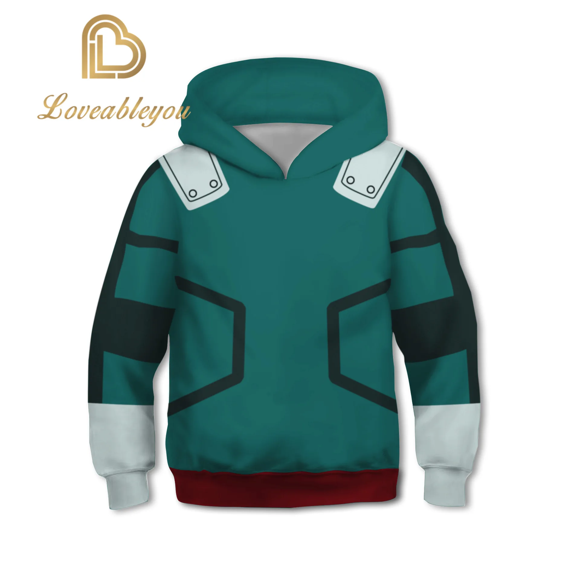 Детские толстовки с капюшоном аниме 3D костюм для косплея Мой герой одежда