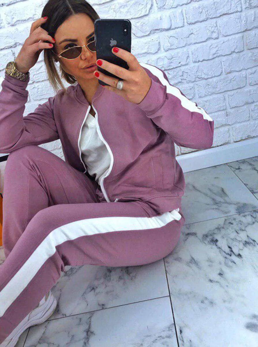 Новый весенне осенний комплект из двух предметов 2019 куртка на молнии с длинными