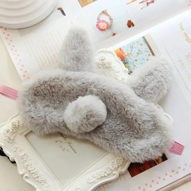 Плюшевая маска для сна в форме кролика мультяшная с завязанными глазами глаз