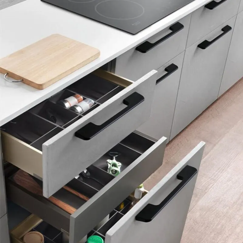 Мебель Черная алюминиевая для мебели 1 шт.|Ручки шкафа| |