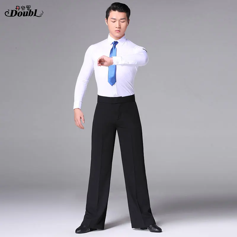 Двойные мужские длинные штаны для латиноамериканских танцев мужской костюм