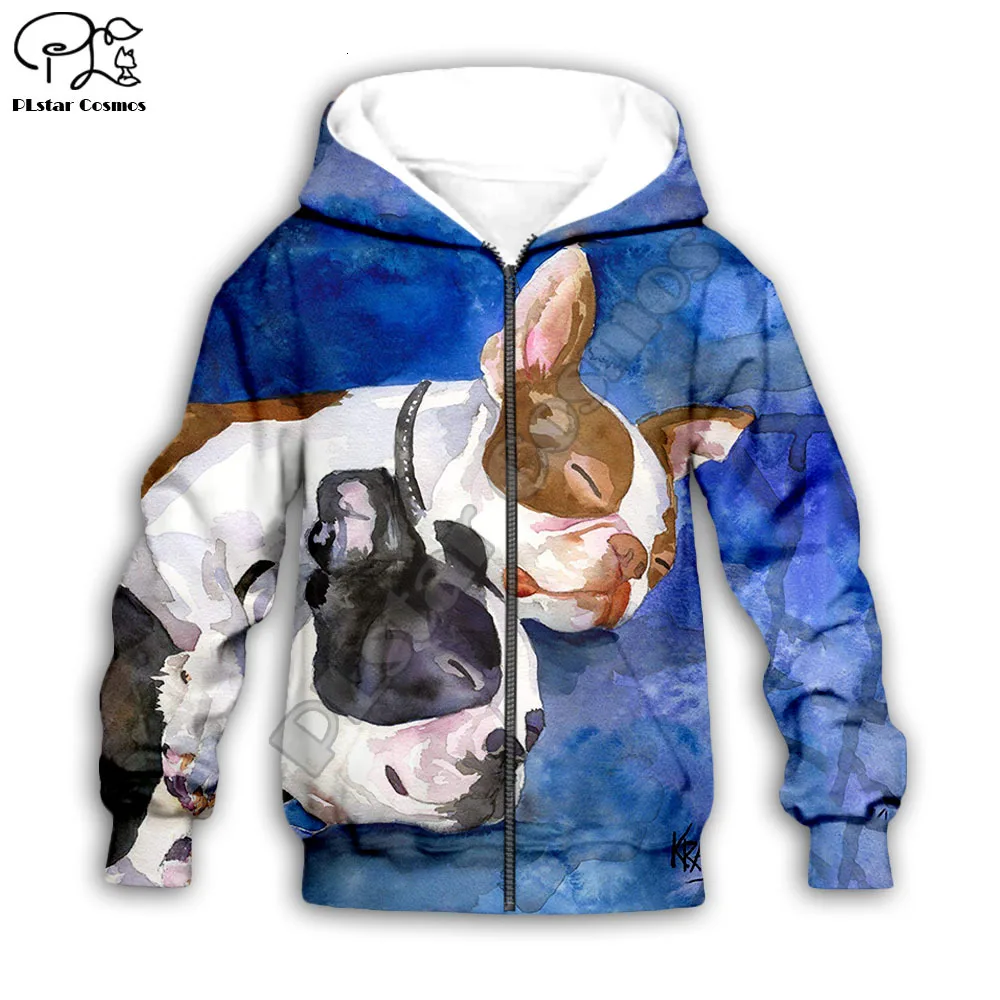 Детские толстовки с 3D рисунком французского бульдога Детская осенняя Толстовка