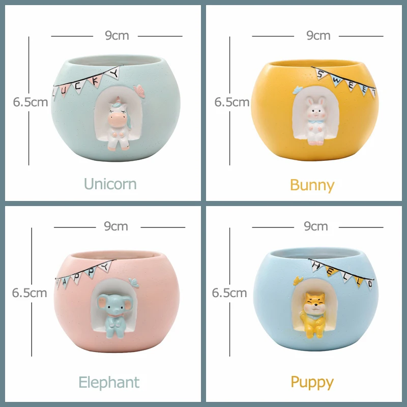 Креативные горшки для цветов с животными суккулентов настольные мини кроликов