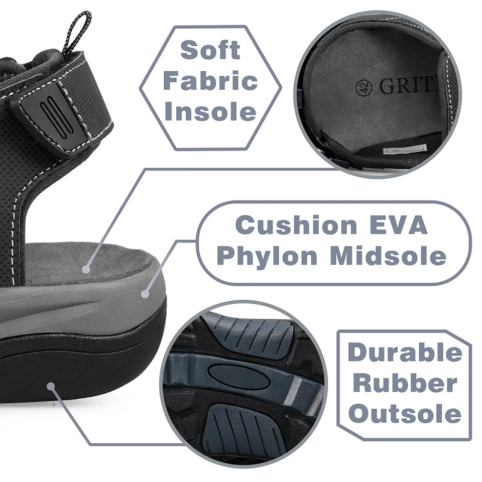 Сандалии GRITION мужские Нескользящие пляжные тапки эластичная лента клоги