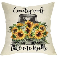 softxpp country roads take me home decorative farmhouse throw pillow cover summer watercolor sunflower truck cushion case