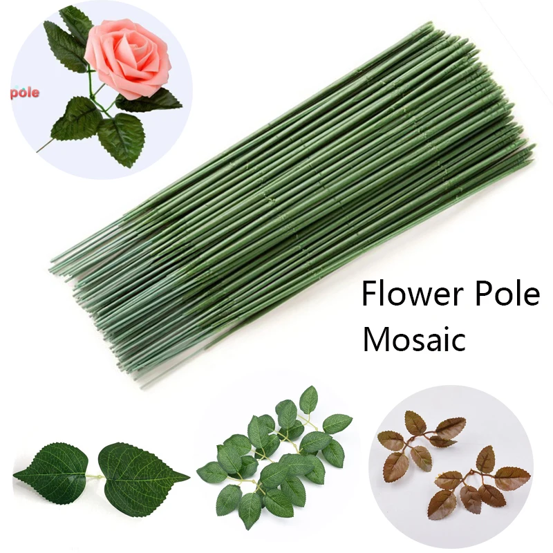 

Artificial Flower Stem Iron Wire Stem Handmade DIY Floral Material Iron Wire Pole For Scrapbooking Craft Fake Flower Decor