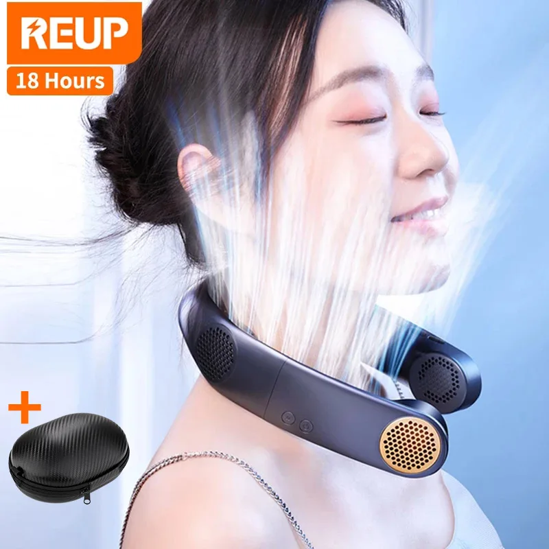 Портативный шейный мини вентилятор без лопастей с зарядкой от USB бесшумный для