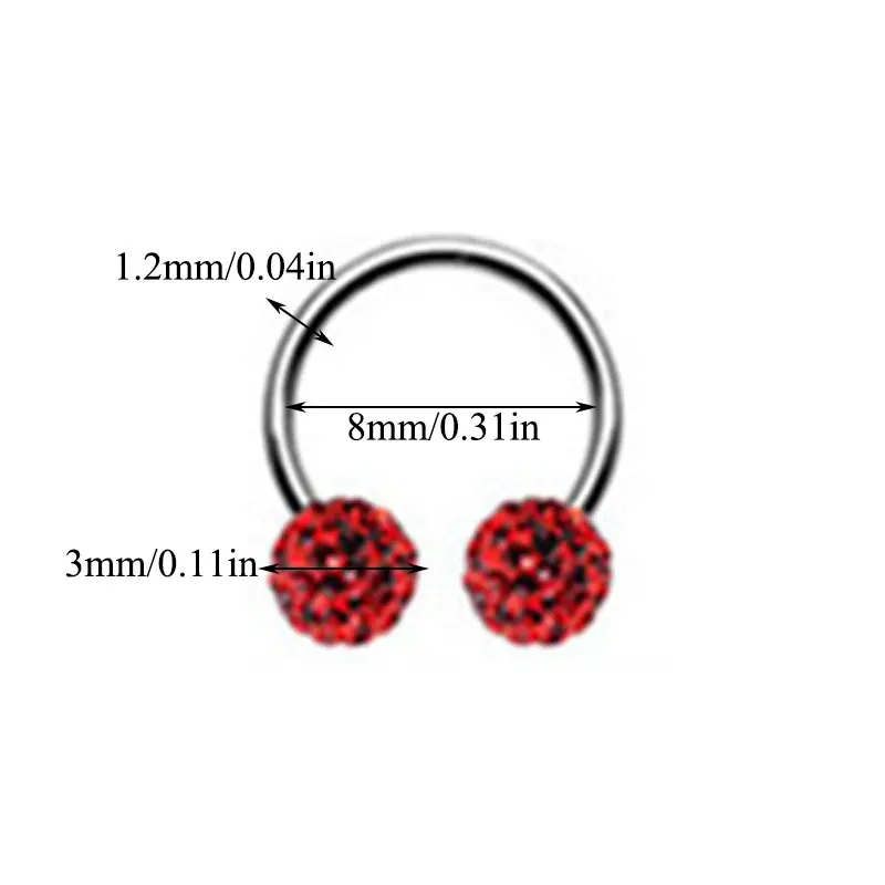 1 шт. хирургическая Нержавеющая сталь Нос Кольца двойной хрустальный шар круглые