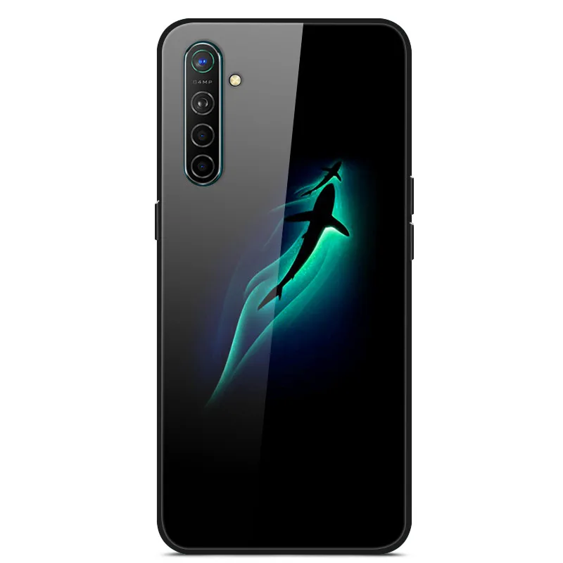 Чехол для Oppo Realme X2, чехол из закаленного твердого стекла для Oppo Realme XT X2 Pro, чехол, мягкий силиконовый бампер с принтом