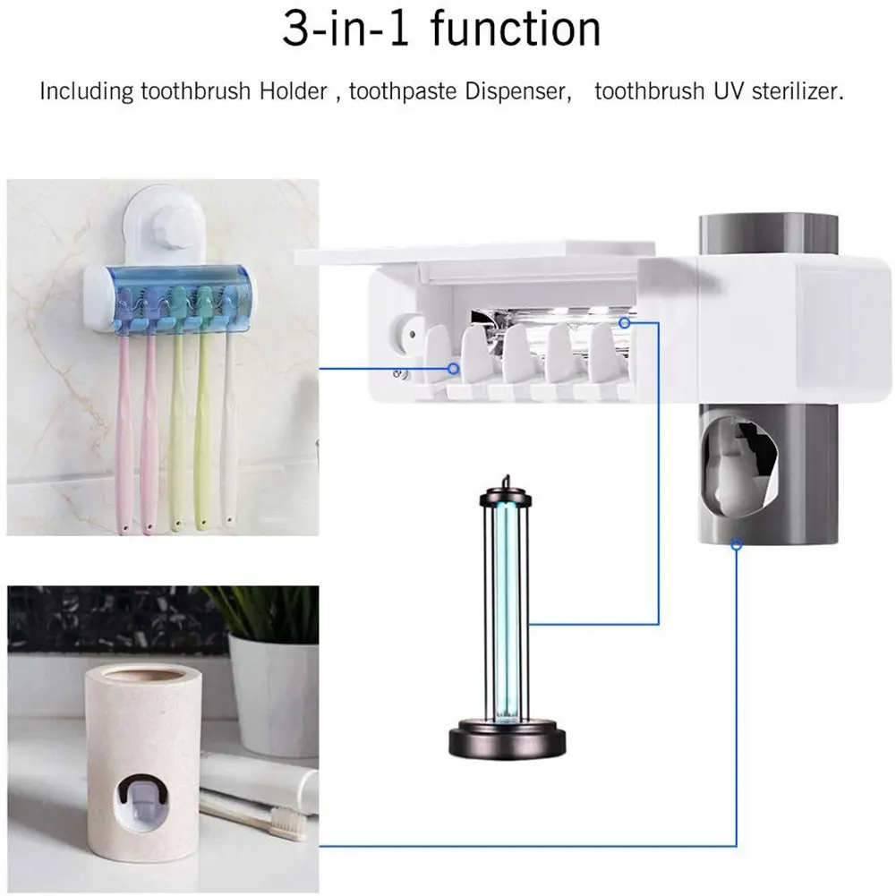 Энергией ультрафиолетовую Зубная щётка HolderToothpaste диспенсер настенный держатель