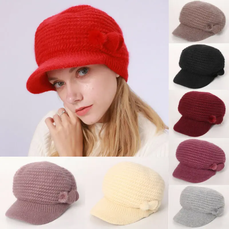 Прямая поставка Женский берет шапка бини зимняя вязаная Вязаная мужская