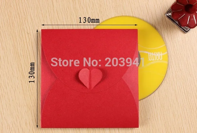 

5PCS/lot Vintage Red envelopes Romantic Heart Kraft Paper CD Optical Disc Student Office School Supplies Stationery