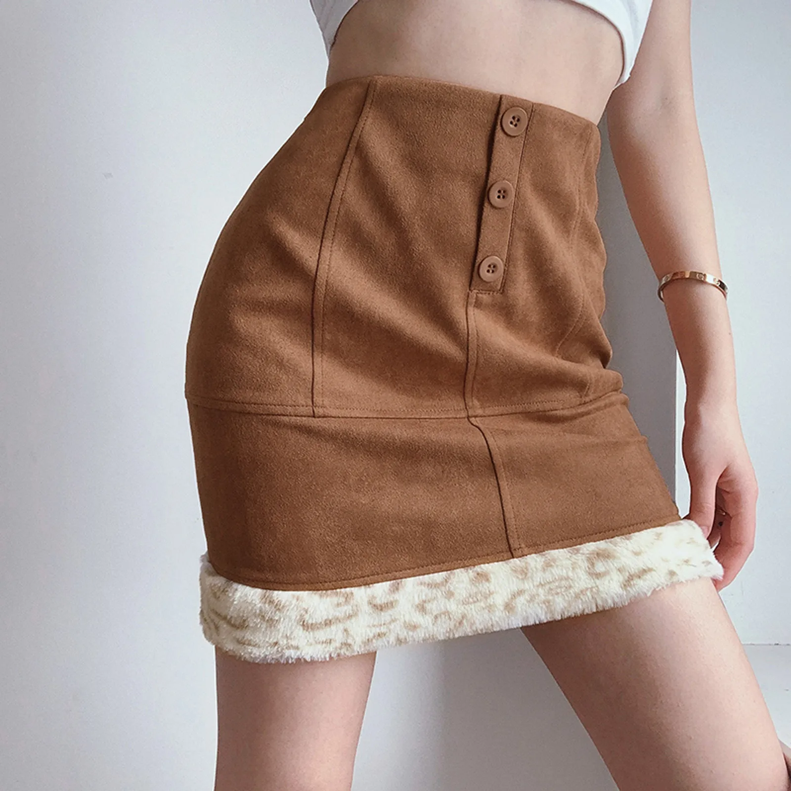 Женская модная Однотонная юбка до колена в стиле ретро на молнии с высокой талией
