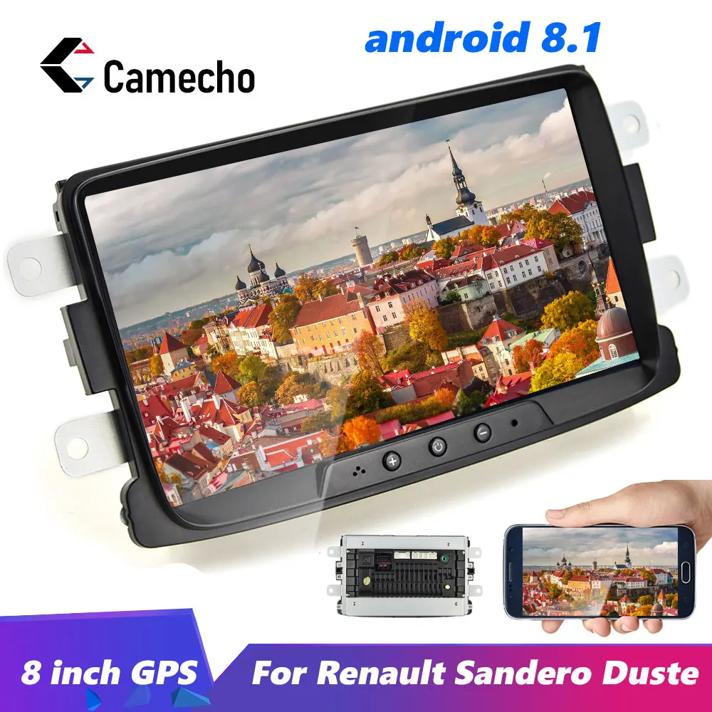 Camecho 2din Автомагнитола " Android 8,1 автомобильный мультимедийный плеер gps Wifi Mirrorlink для Renault Sandero Duste Logan Dokker Автомагнитола