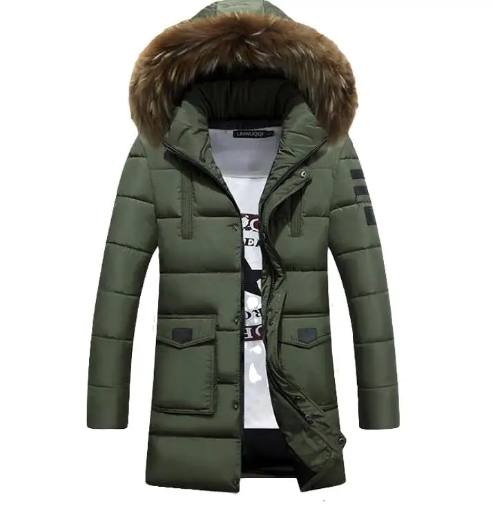 Men Winter Parkas Fashion Cotton Thermal Thick Parkas Male Casual Hoodies Coat Removable Fur Collar Outwear Asia Size M-5XL