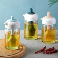 glass oil brush with bottle high temperature resistant barbecue bbq spray pot press household soy sauce pot bottle oil brush