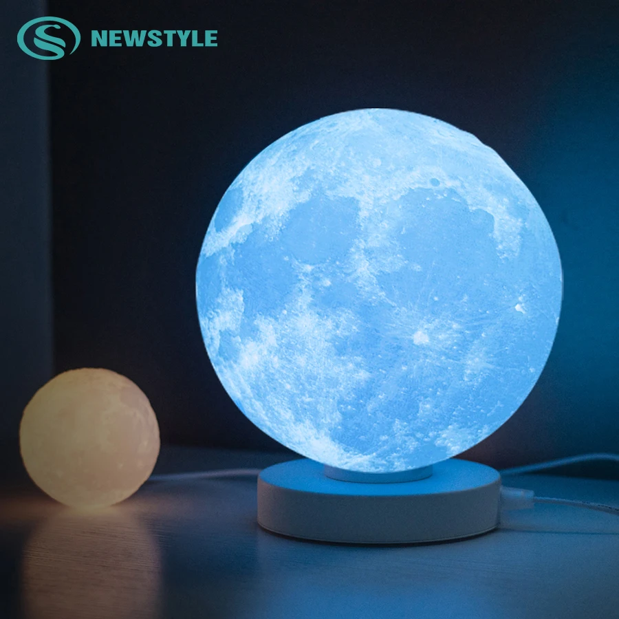 WiFi умная настольная Лунная лампа с 3D печатью регулируемой яркостью разноцветный