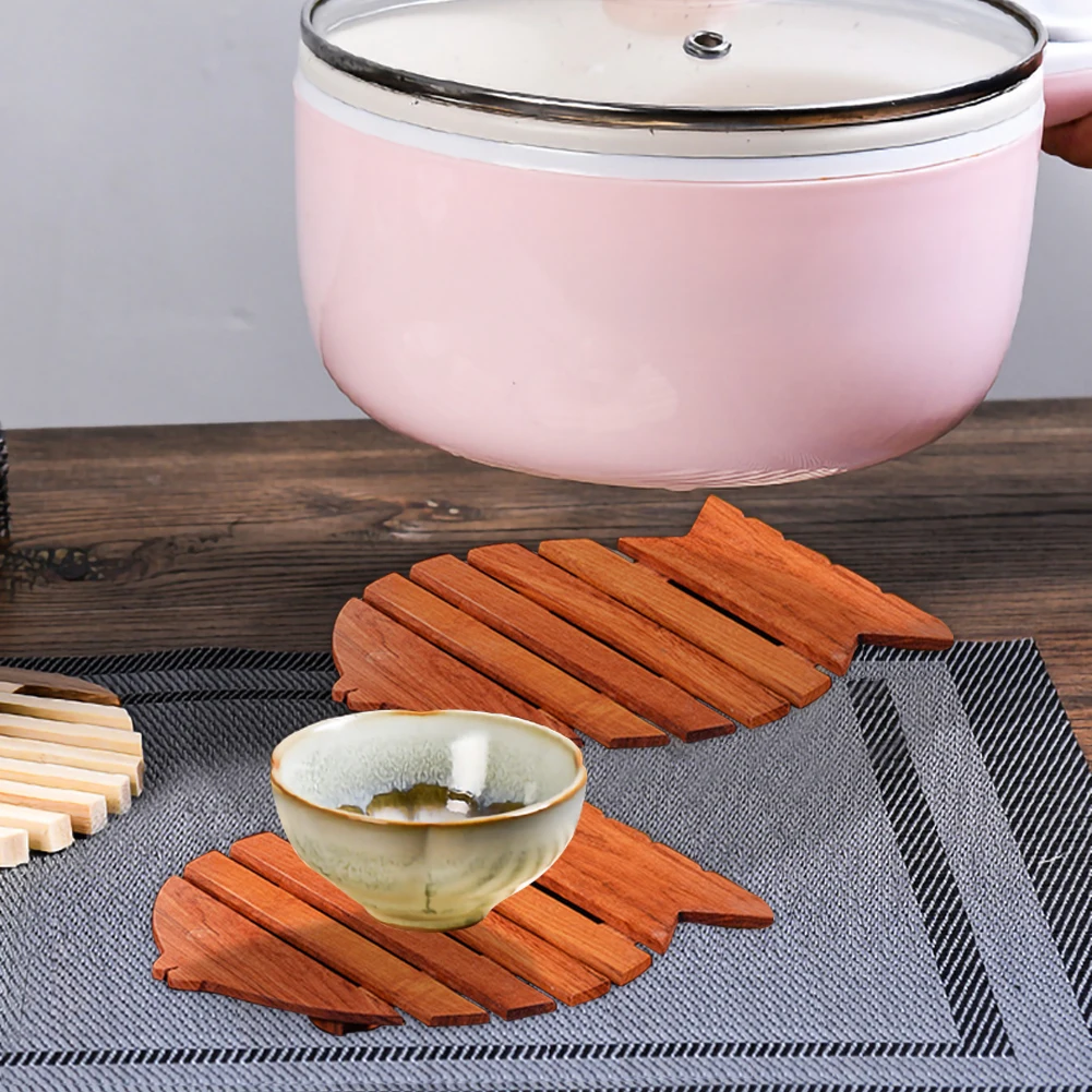 Изоляционный коврик из натурального красного дерева для посуды набор горячего