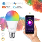 Умная светильник почка Tuya, Wi-Fi, E27, светодиодная лампа RGB + белый + теплый белый, работа с AlexaGoogle Home, функция регулировки яркости, таймер, Светодиодная лампа RGB