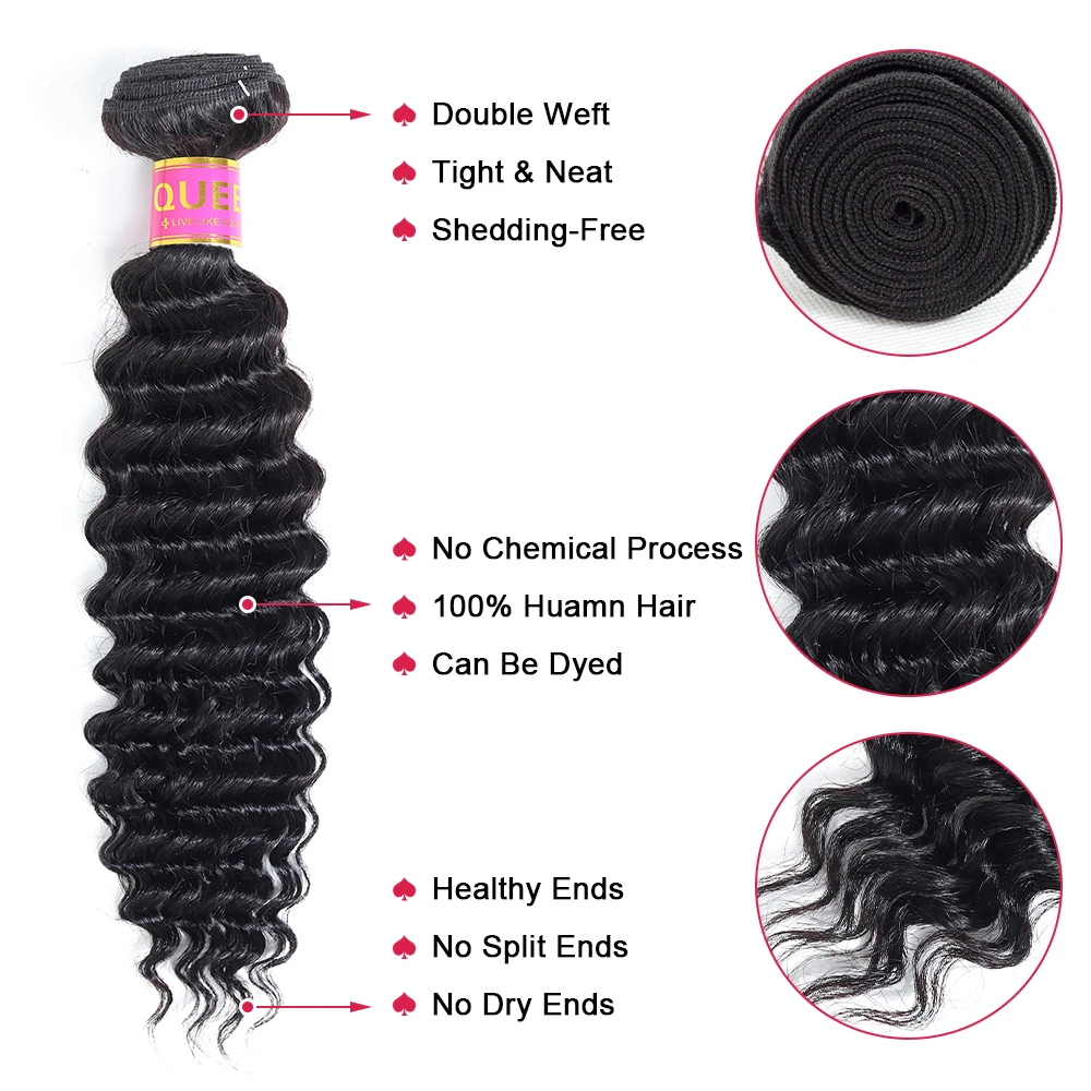 Продукты для королевских волос глубокие волнистые волосы в пучках 3 пучка