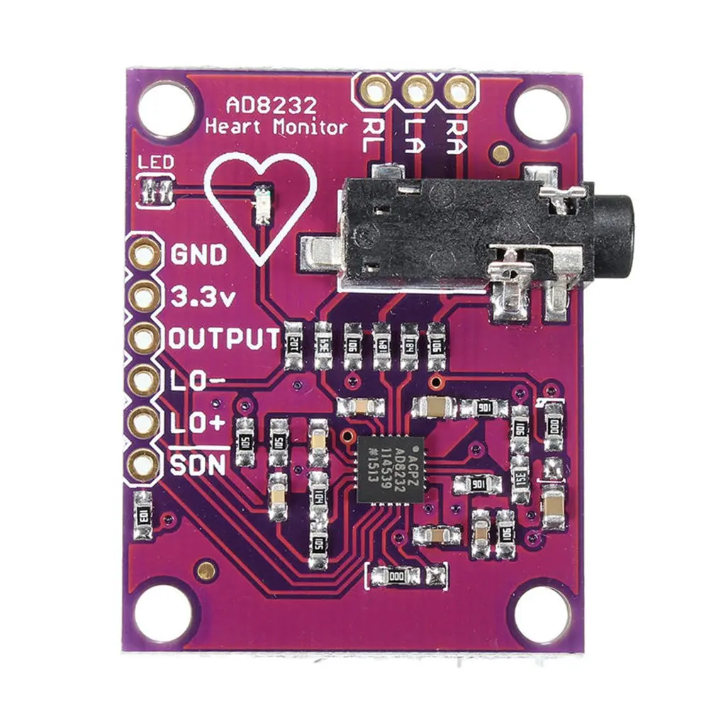 Ad8232 электрофизиологический модуль датчика измерения пульса сердца