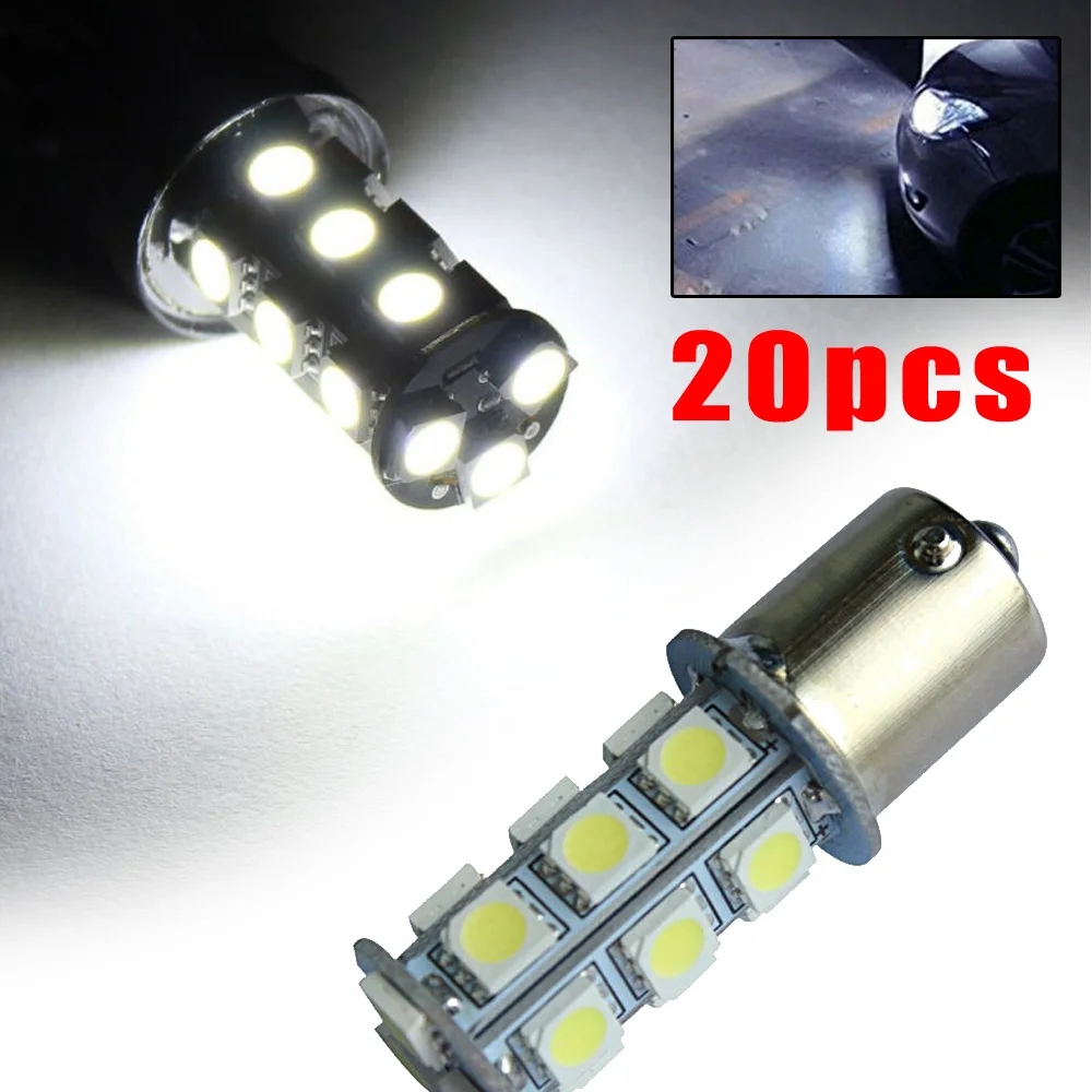 20 шт. DC12V 1156 1141 BA15S 18SMD интерьерные RV Camper белые светодиодные лампочки всестороннее