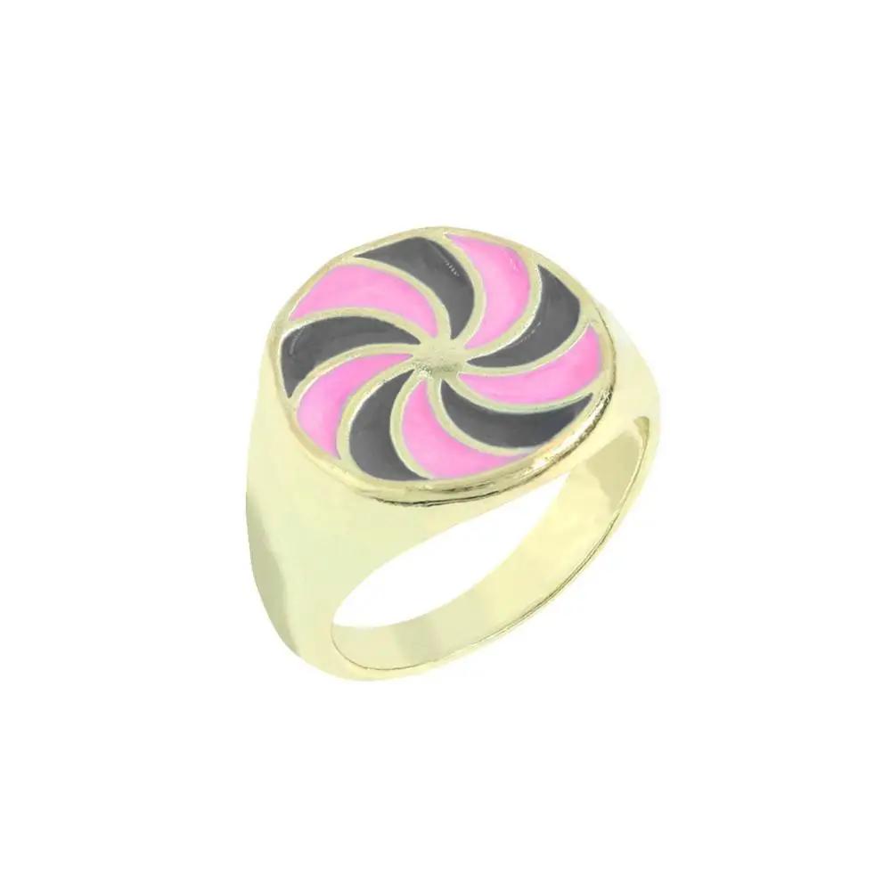 

INS New Geometric Windmill Pattern Dripping Oil Ring Trendy Women Hip Hop Style Finger Ring Jewelry