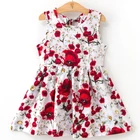 Детское платье с цветочным принтом, из 2021 хлопка, без рукавов