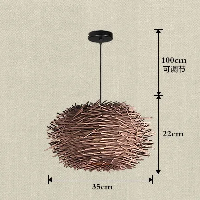 dia35cm coffee color Ручной работы птица подвеска гнездо свет Плетеный Деревянный Отель Ресторан столовая кафе бар скандинавский ротанга люстра модерн подвесная подвеска - Цвет корпуса: dia35cm coffee color