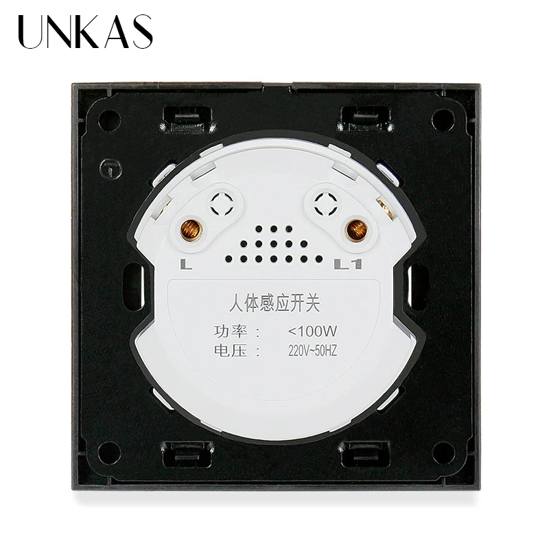 UNKAS Британский стандарт Knight Белый кристаллический стеклянный серый Панель AC 220 ~