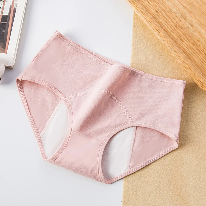 0218Light pink LANGSHA, дышащие, герметичные, менструальные трусики, увеличивающие физиологические штаны, женское нижнее белье, для девочек, хлопковые непромокаемые трусы - Цвет: 0218Light pink