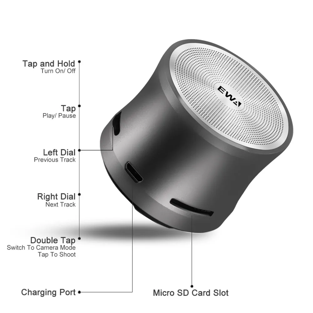 EWA A109mini беспроводной Bluetooth динамик большой звук и бас для телефона/ноутбука/Pad Поддержка MicroSD карты