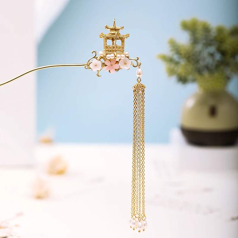 Винтажные тиары золотого цвета шпильки для волос с длинной кисточкой вилки