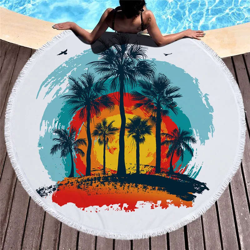 Летнее 150 см круглое пляжное полотенце с кисточками мягкое Впитывающее