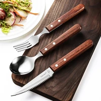 vintage stainless steel dinnerware set luxury portable kitchen tableware set fork spoon knife set vaisselle kichen items bc50cj