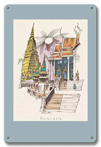 

Bangkok Thailand Metal Tin Sign Retor Wall Decor Tin Sign 8x12 Inch