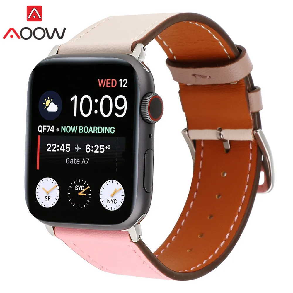 Ремешок для часов из натуральной кожи для Apple Watch 38 мм 40 мм 42 мм 44 мм Correa один тур круг браслет ремешок для iwatch 1 2 3 4