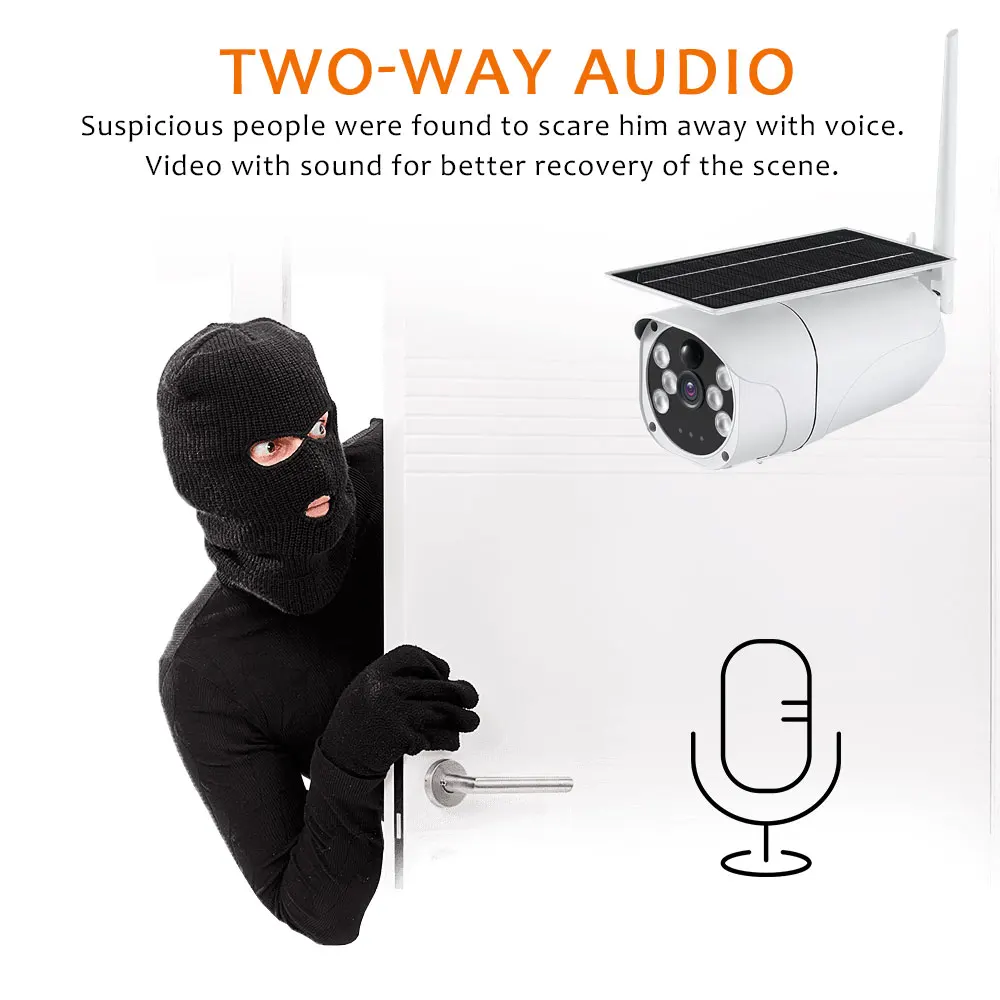 

1080P Wireless Solar Wifi Camera Outdoor IR Night Vision Security Camera Solar Power Two-way Audio Surveillance Cam