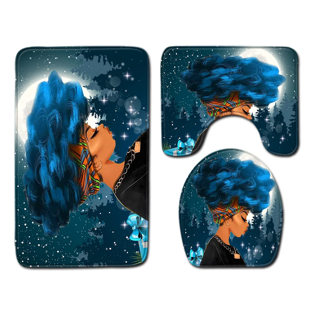 

Cartoon Beauty Toilet Three-piece Set Floor Mat Bathroom Three-piece Set Bathroom Rug Set Bath Mat Bathroom Mat Bathroom Decor