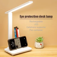 led usb touch dimming desk lamp eye protection working reading recharageable table lamp multi function bracket pen holder light
