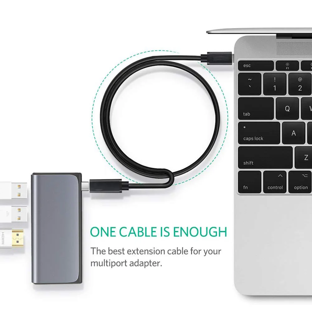 

Type-C Extension Cable 50cm 10Gbps Gen 2 USB Type C 3.1 Male to Female Fast Charging & Audio Data Transfer Cable for MacBook Pro