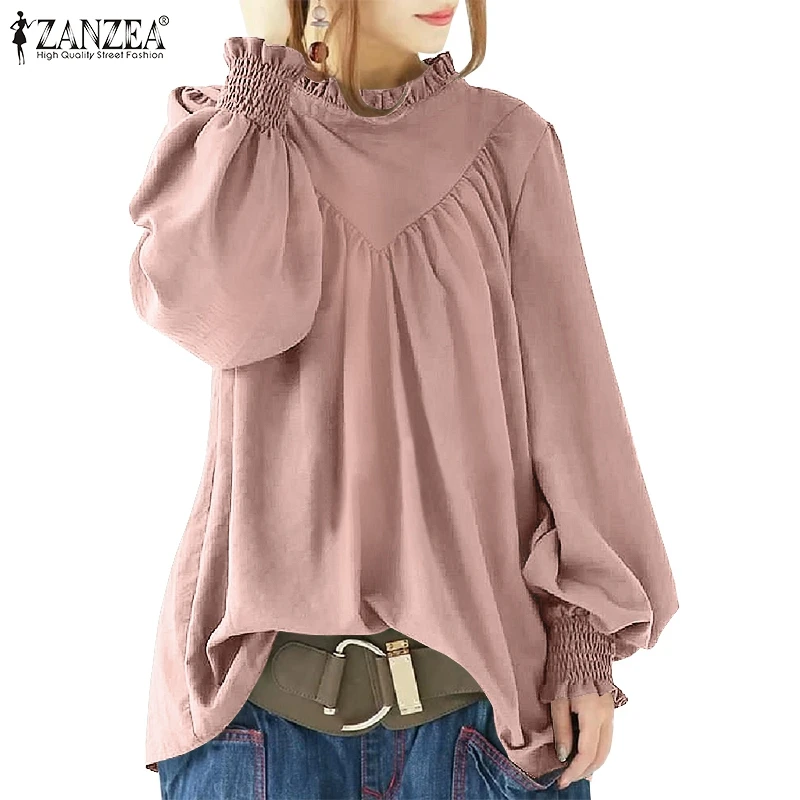 Женская винтажная блузка ZANZEA с длинным рукавом