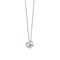 temperament necklace female hollow flashing diamond cube geometric faceted all match simple clavicle chain