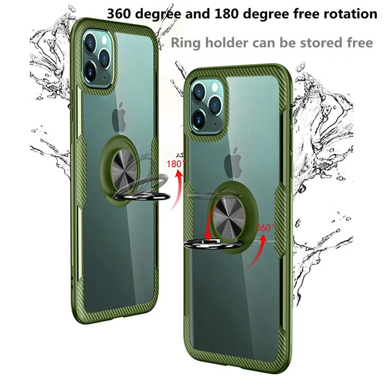 Противоударный чехол для iPhone 6 6s Plus 7 8 X Xs Max 11 Pro с кольцом подставкой и на палец