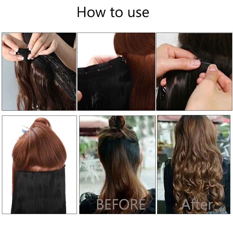 

S-noilite Long Wavy Clip In One Piece Synthetic Hair Extension Half Head Real Natural Hair Clip In Hairpiece For Women