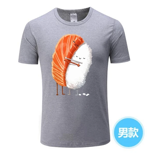 Мужская футболка с надписью Crazy Salmon суши объятия коротким рукавом милая семейная