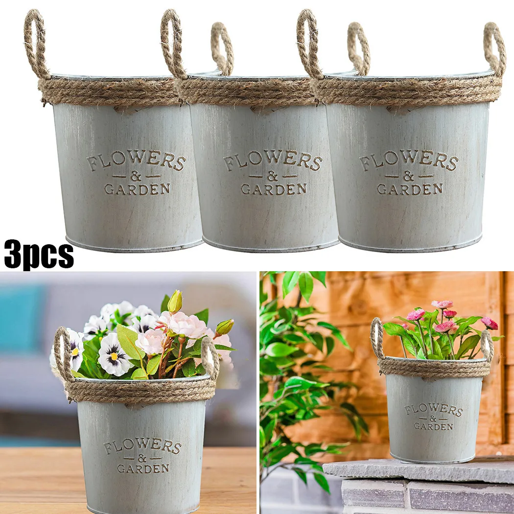 

Plant Garden Flower Pot Set Vintage Wall Holder Basket Home Decoration