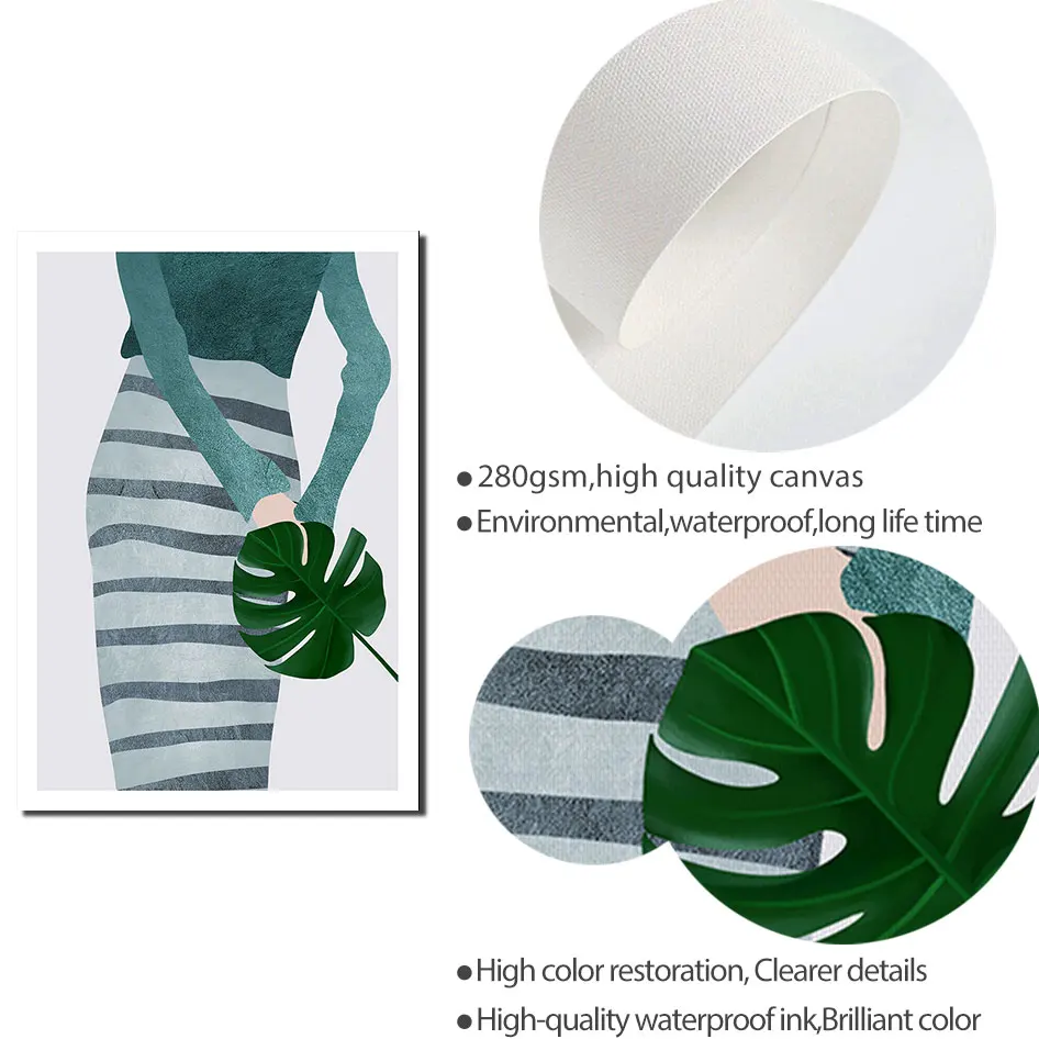 Вид сзади девушка скандинавский постер акварельное настенное искусство природа