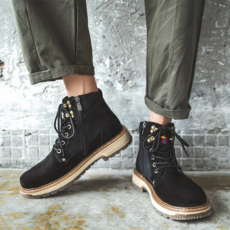 

Martin boots men's new retro rhubarb boots leather casual mid-cut tooling boots tide high-top men's shoes